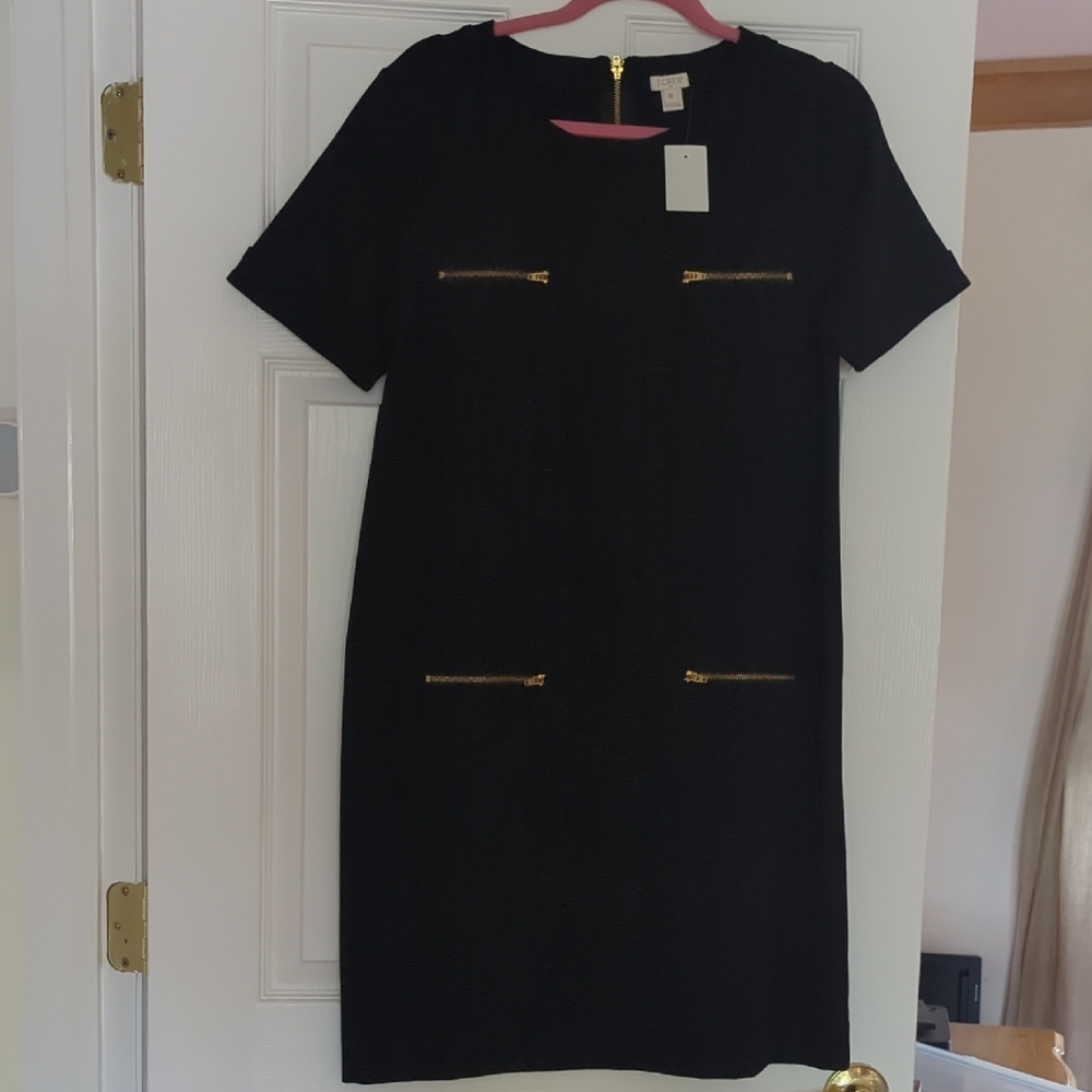 J. Crew Black Sheath Mini Dress Short Sleeve Crew Neck